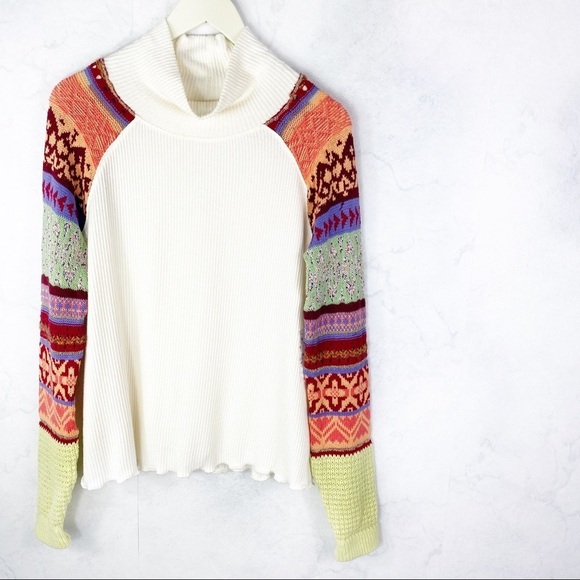 [Free People] Patterned Ivory Knit Sweater - Picture 5 of 15